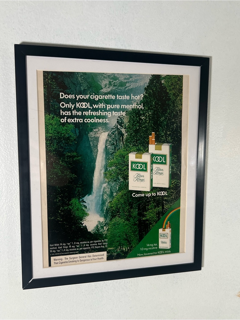 Kool Menthol Cigarette Print Wall Art Framed Advertisement Ad Home Decor